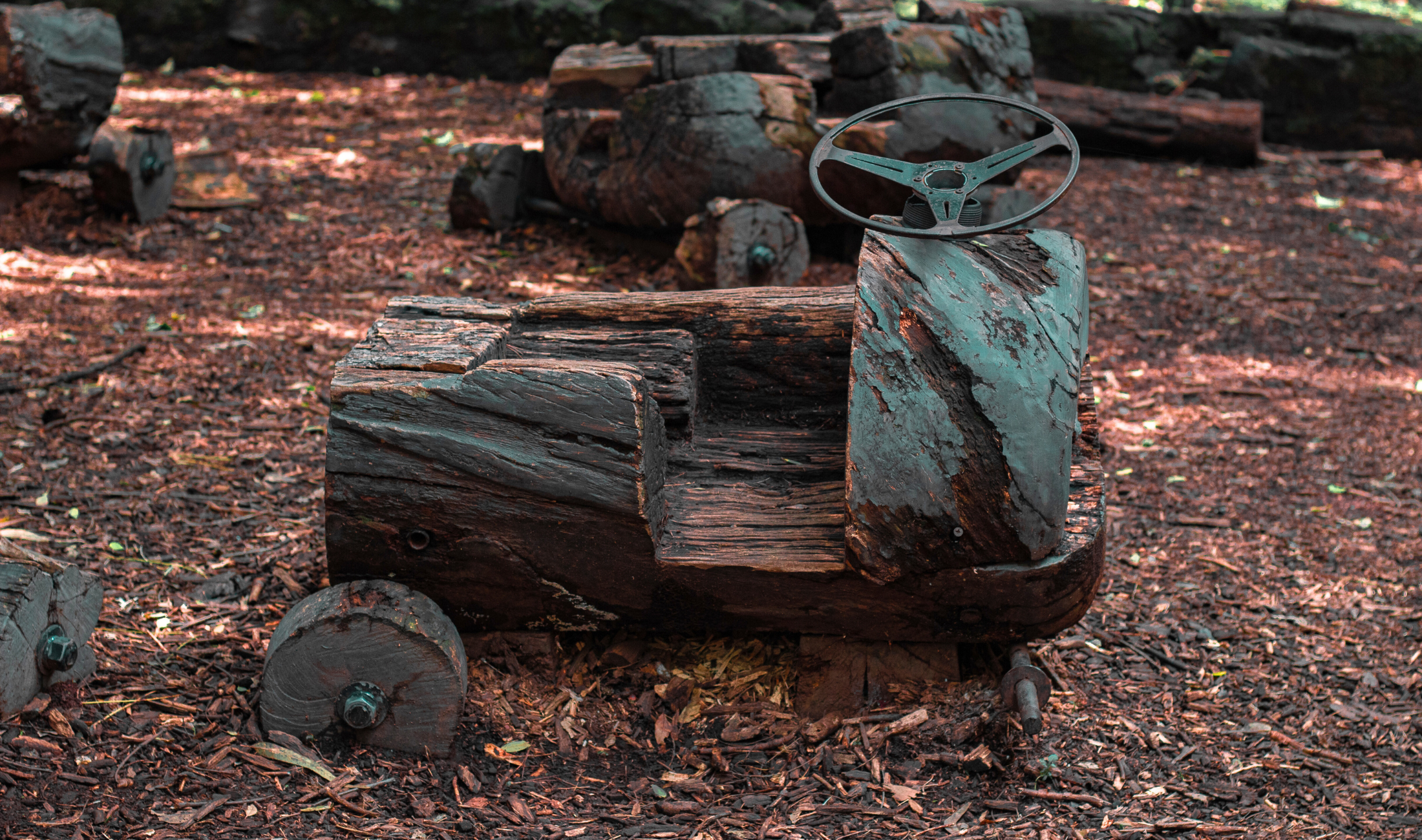 A raw wood cart.