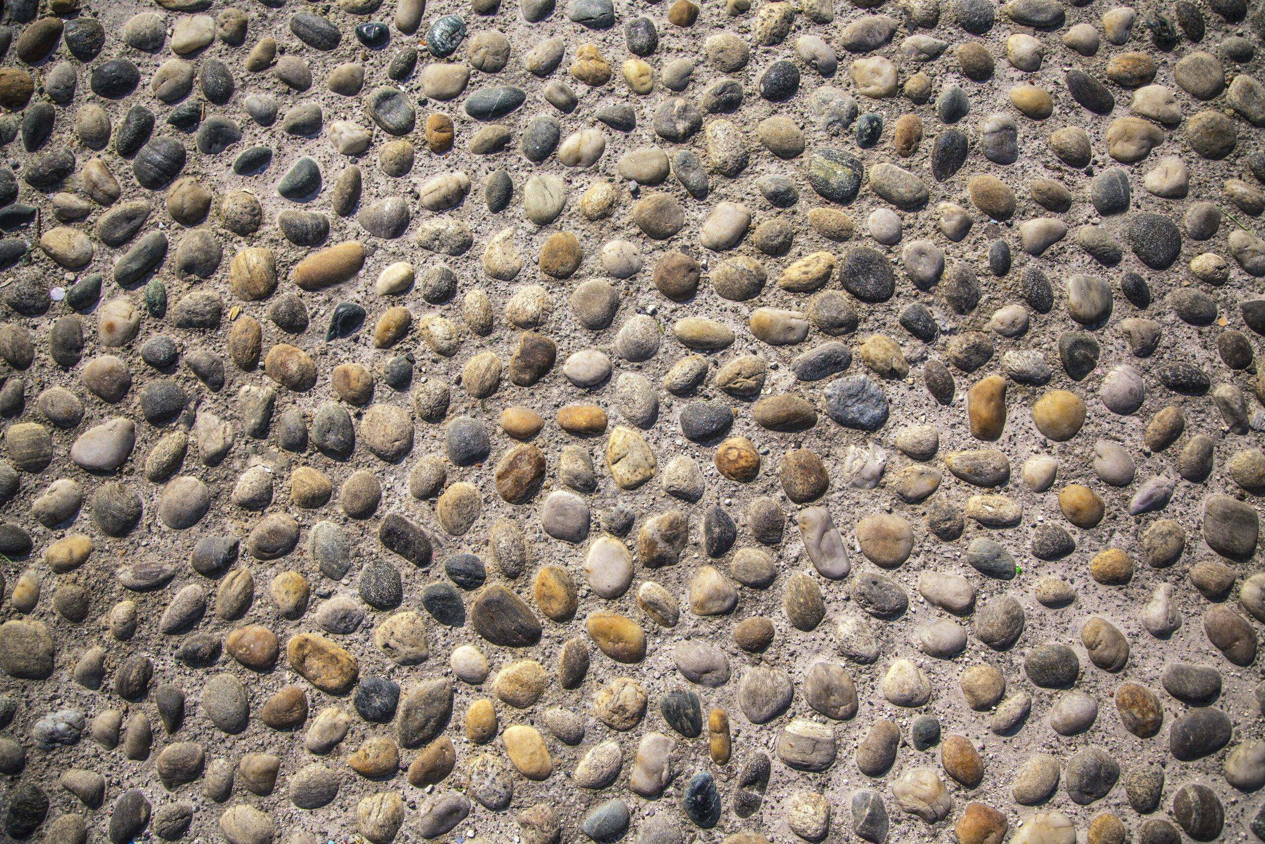 A section of pebble poured concrete.