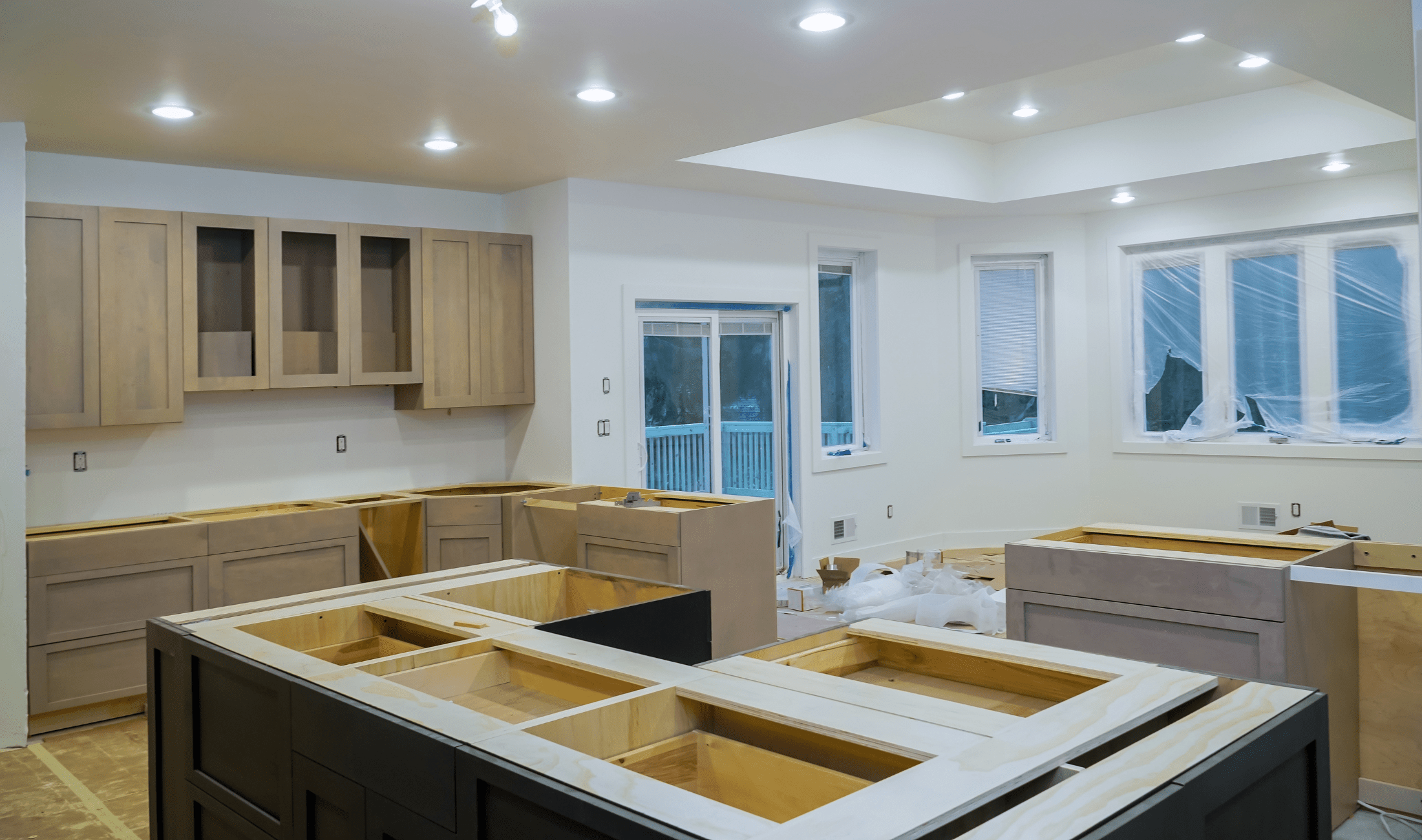 A kitchen that's half torn out, mid-renovation.