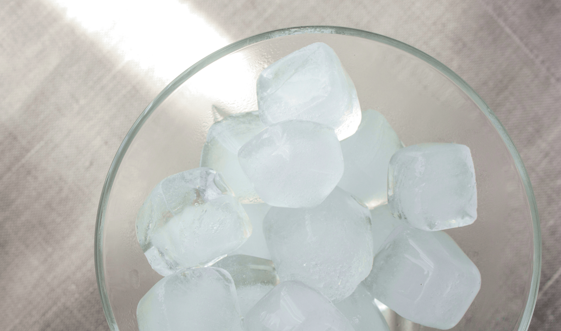 A bowl of ice cubes.