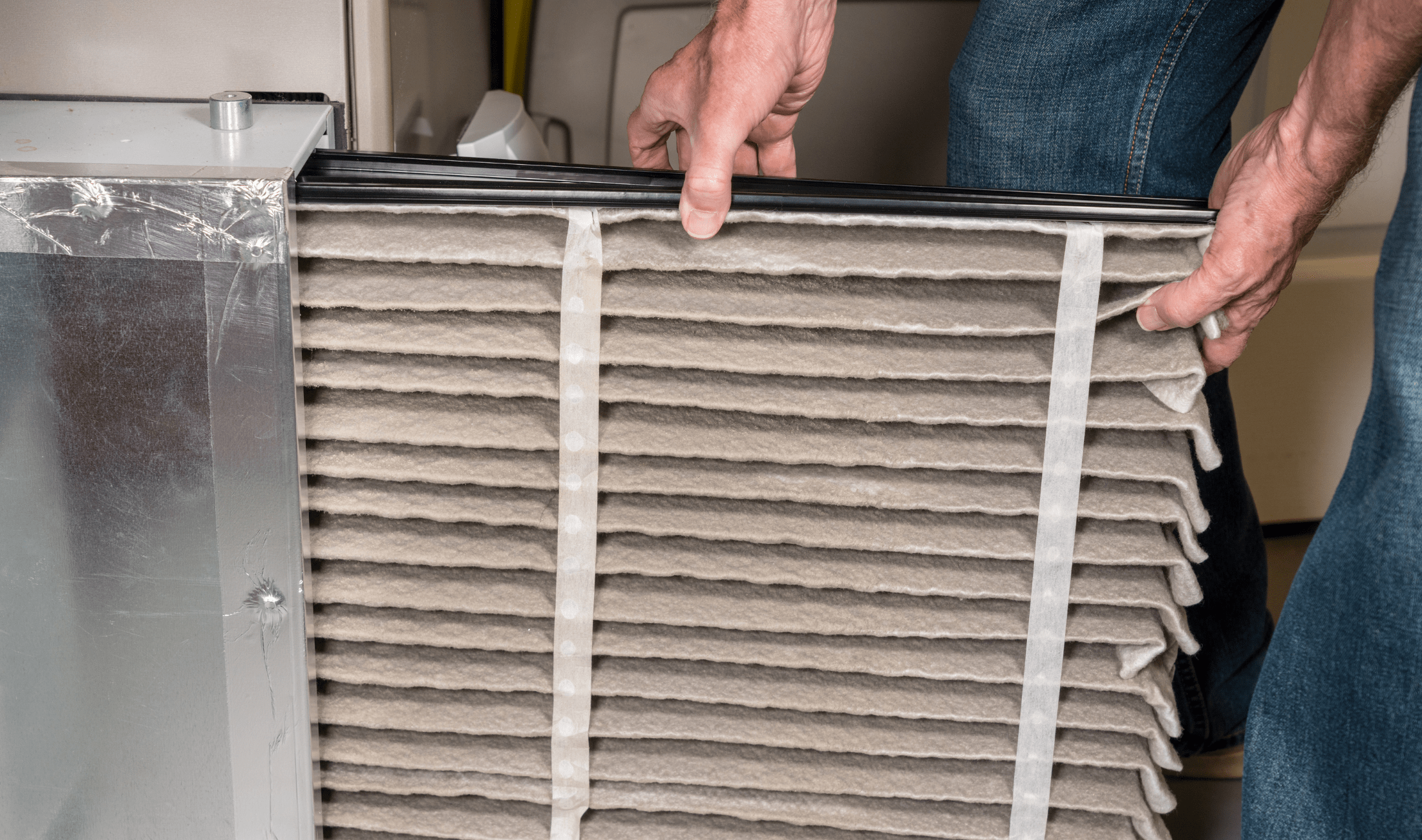 An HVAC air filter.