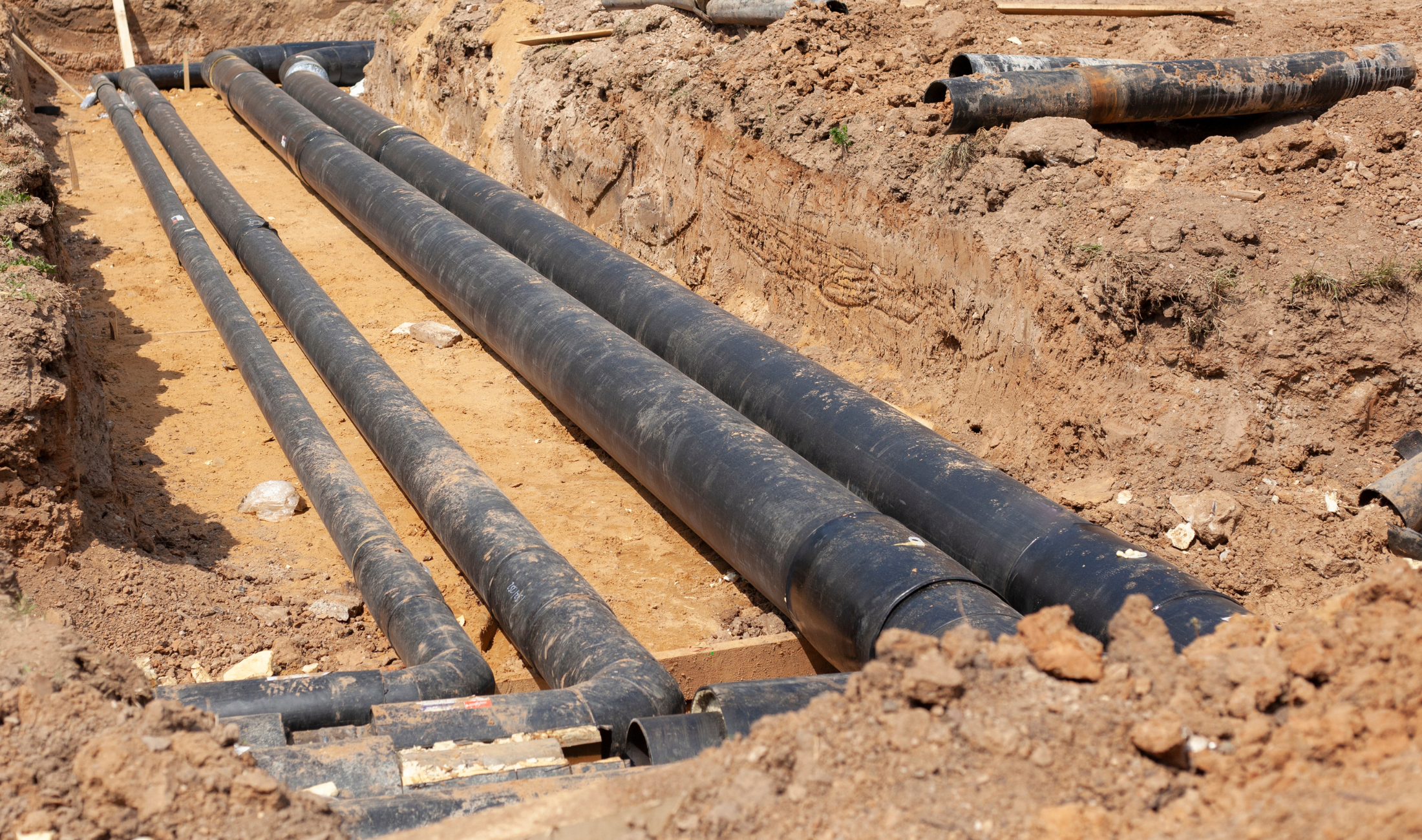 Large pipes underground.