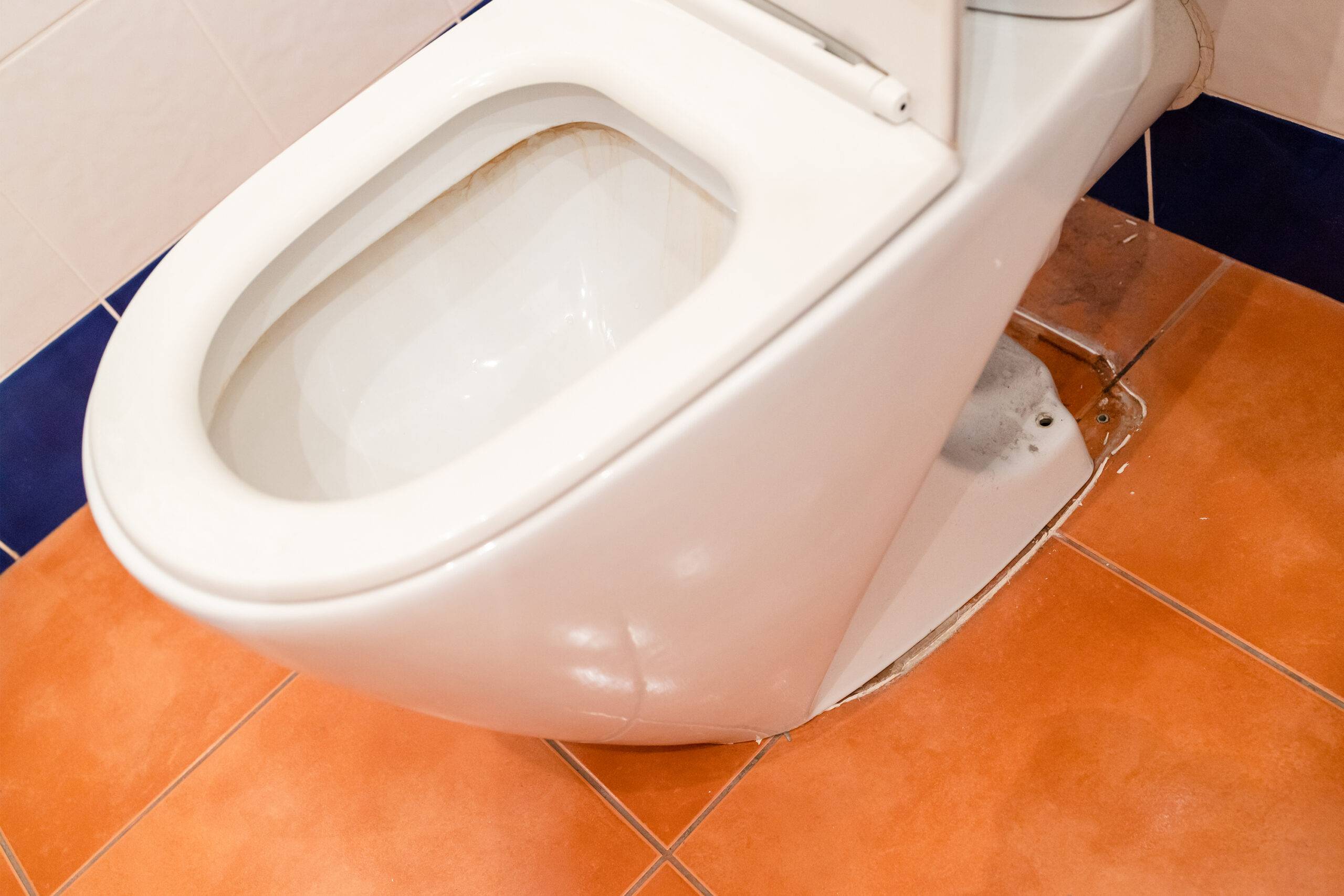 removed old toilet bowl on floor covered by ceramic tiles.