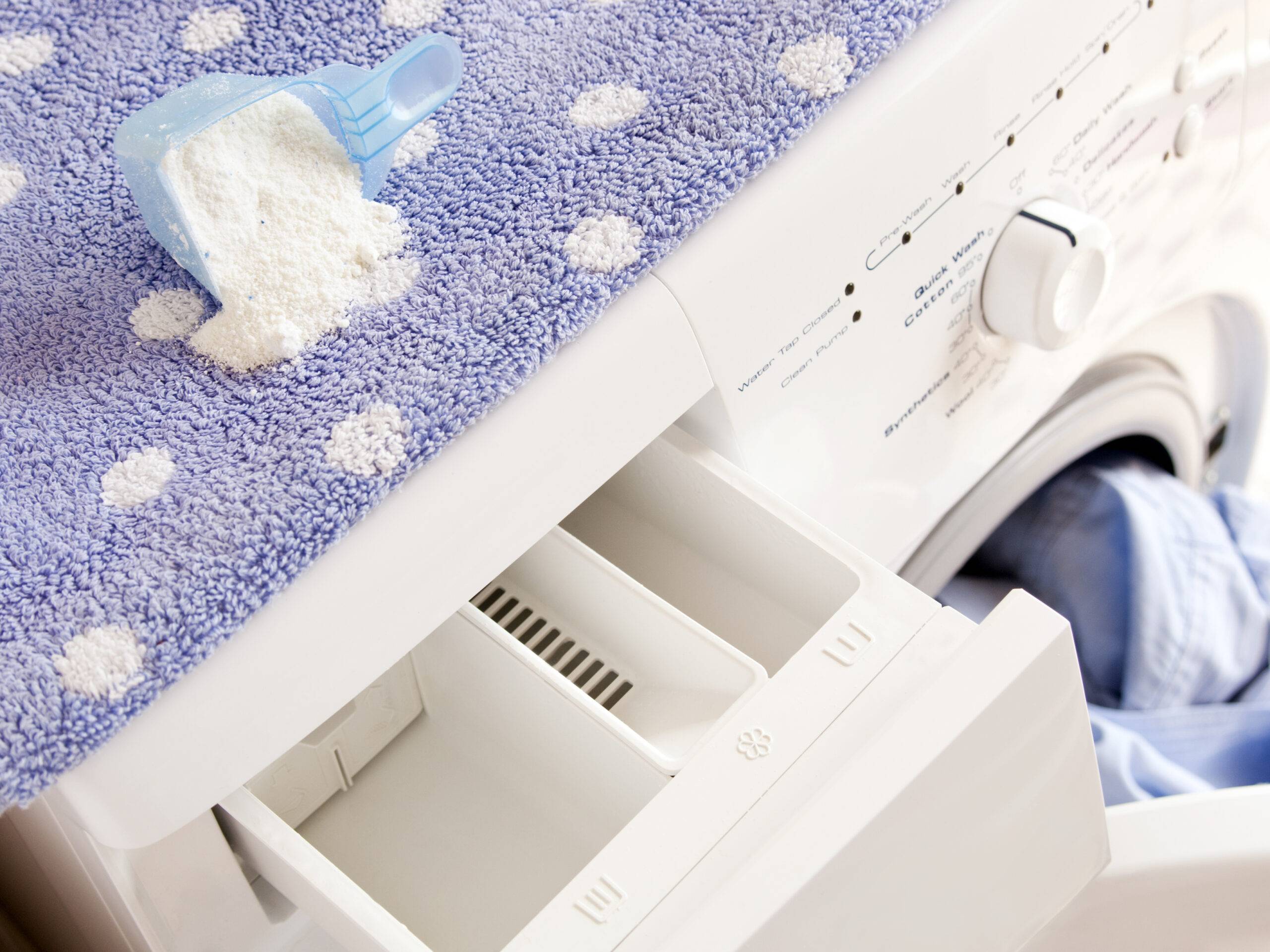 Washing machine with laundry detergent powder for washing concept