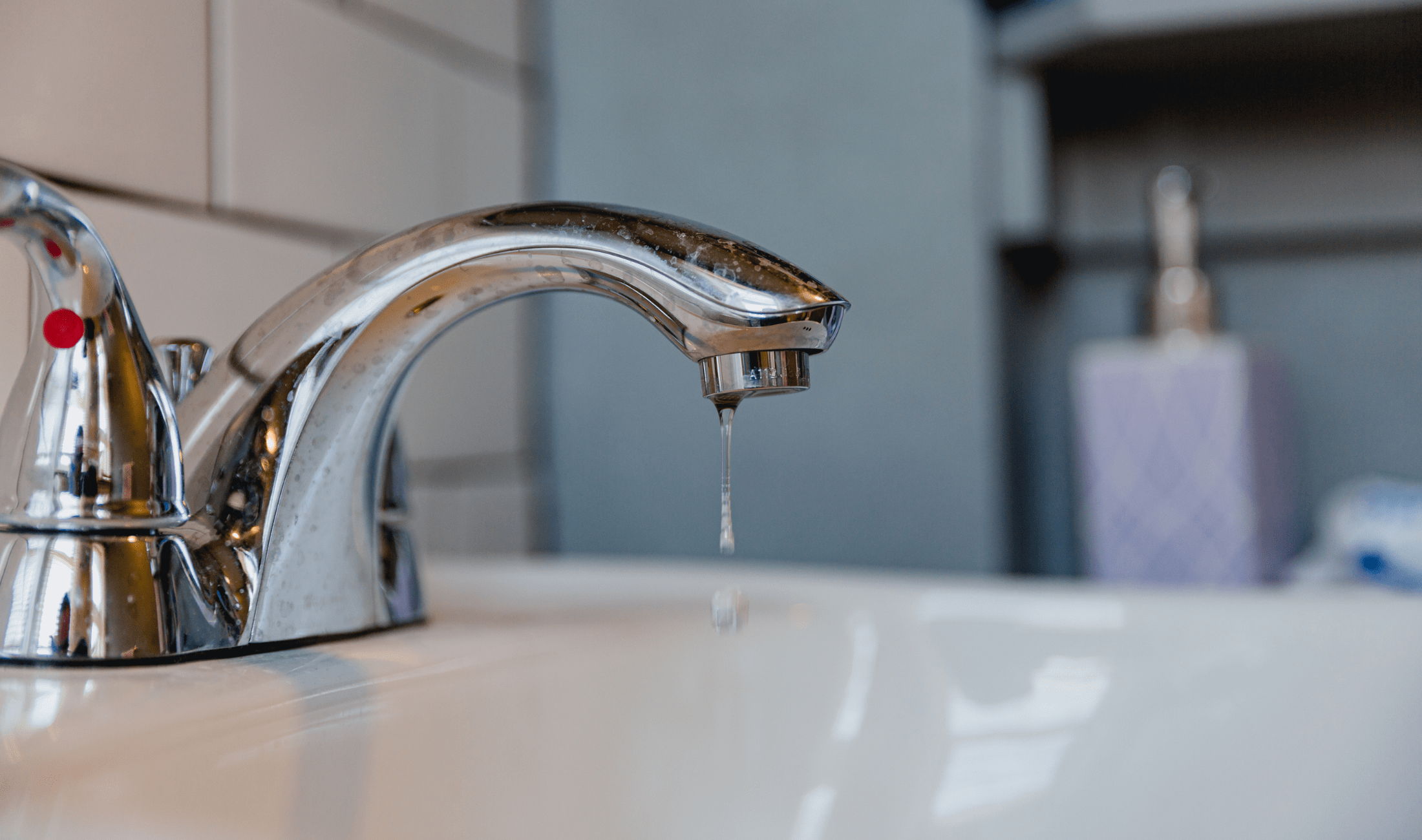 A dripping bathroom faucet.