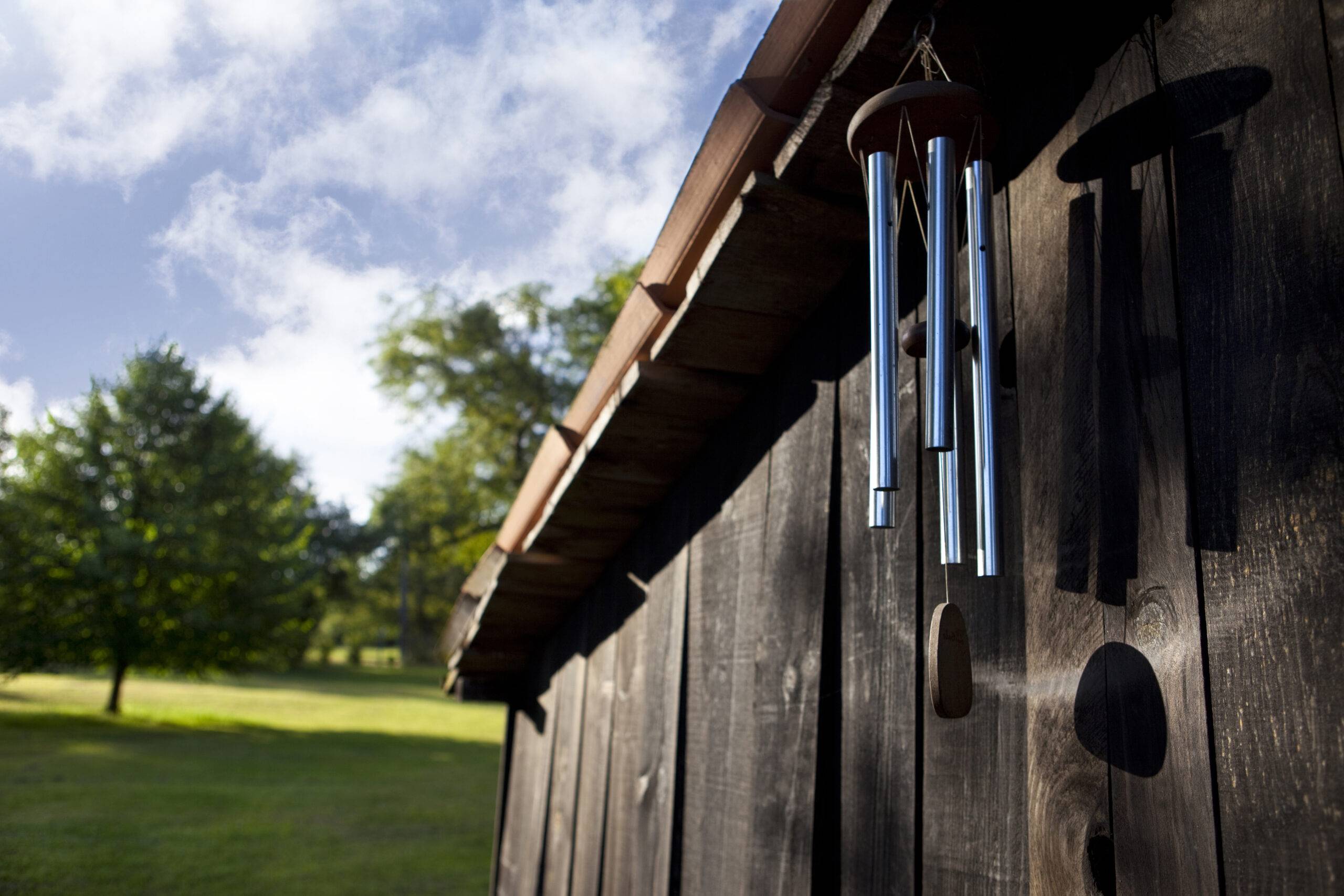Japanese chime and wooden hut.