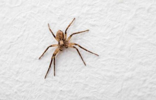 A spider on a white wall.