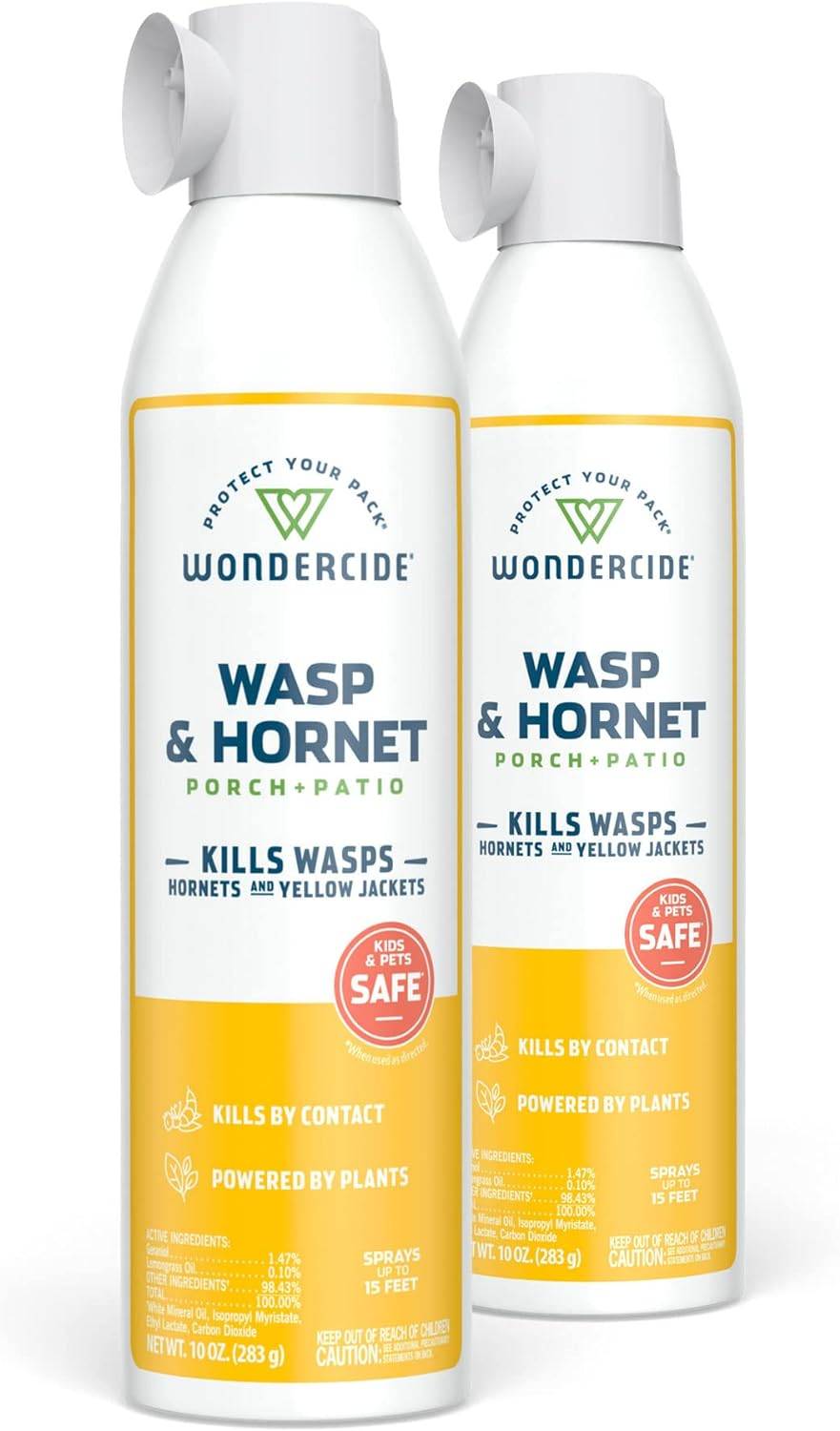 Two bottles of Wondercide Wasp & Hornet Spray. 