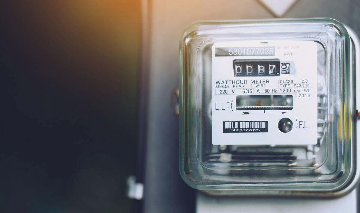A close photo of a home's electric meter.