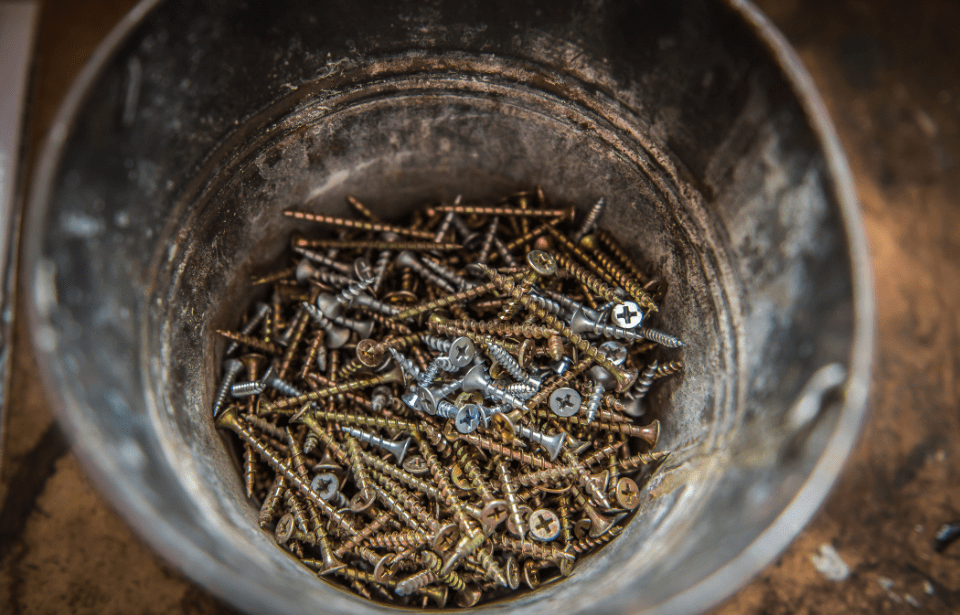 Bucket of screws