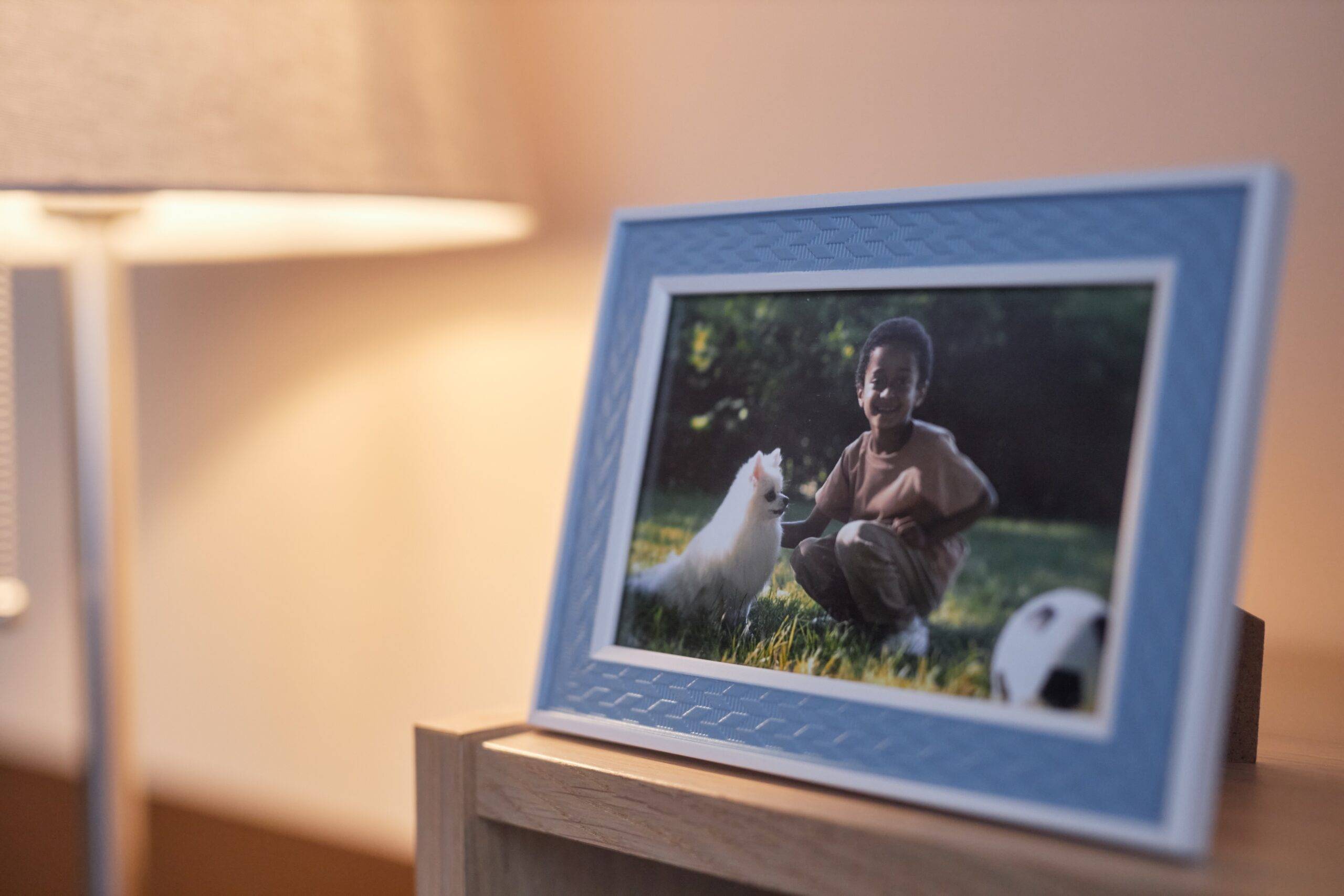 Photo on shelf.