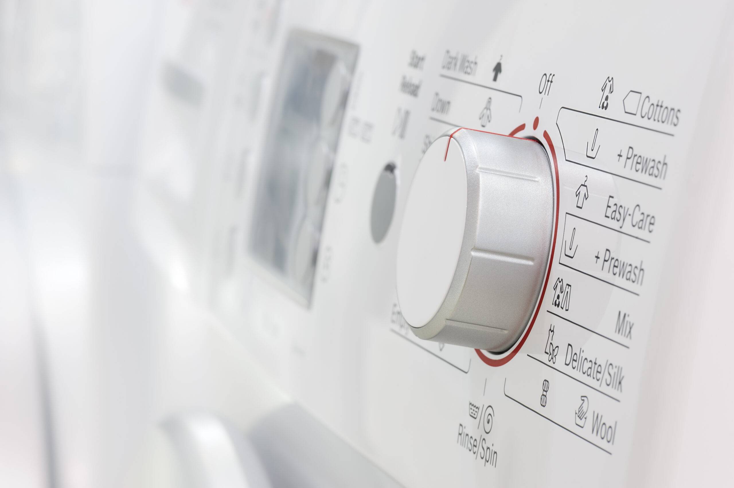 Settings on a washing machine.