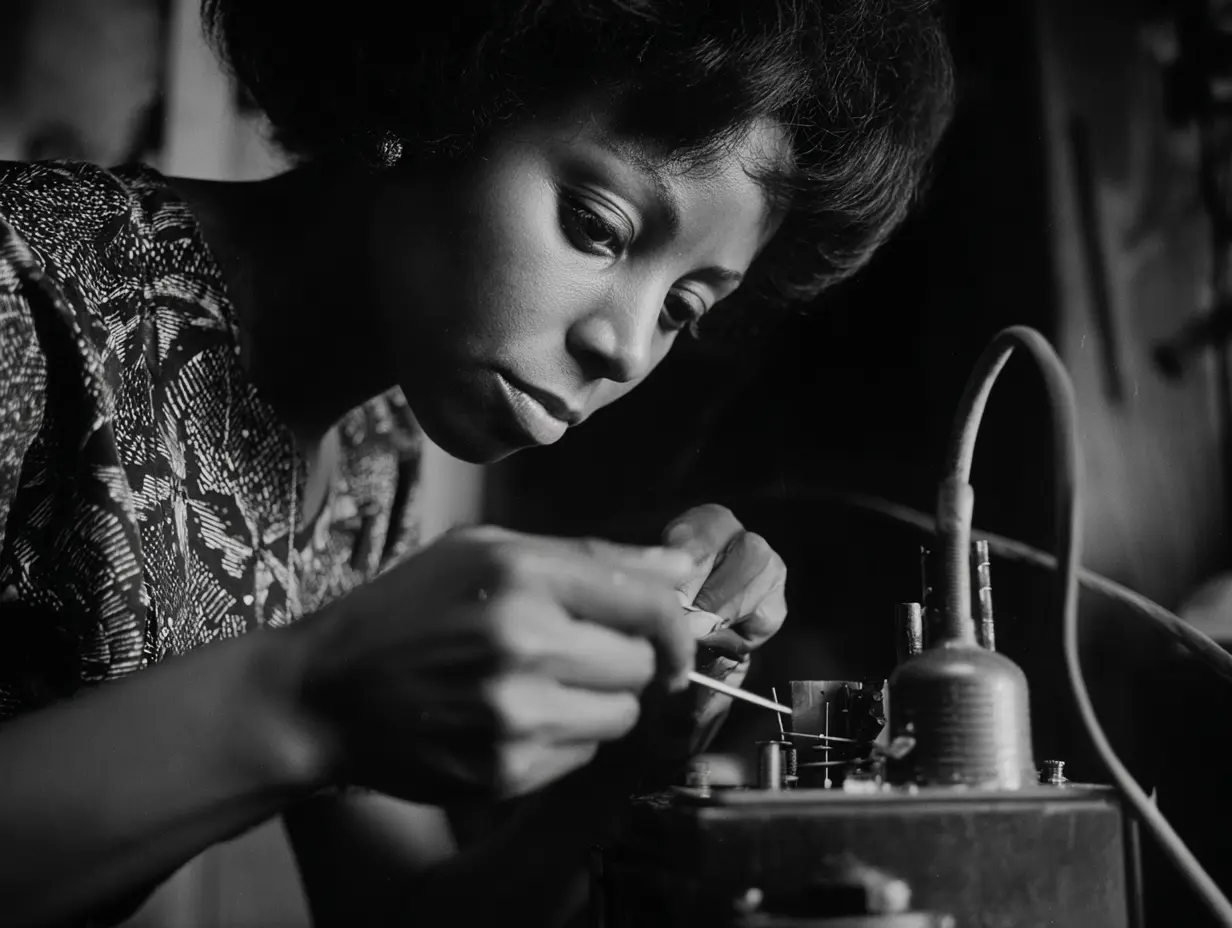 A cinematic representation of a black inventor from the 19th century.