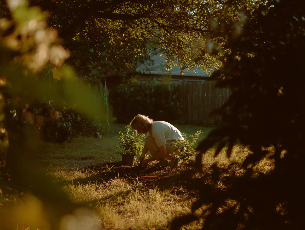 Spraying vinegar onto leaves in a garden.