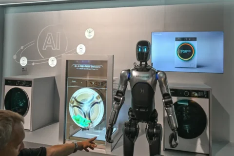 The Hisense AI Laundry Agent/Bot is on display at IFA 2025 in Berlin, Germany, on September 6, 2025.