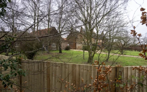 JANUARY 25: A general view of Marsh Farm on the Sandringham Estate with its fence on January 25, 2026 in Sandringham, Norfolk.